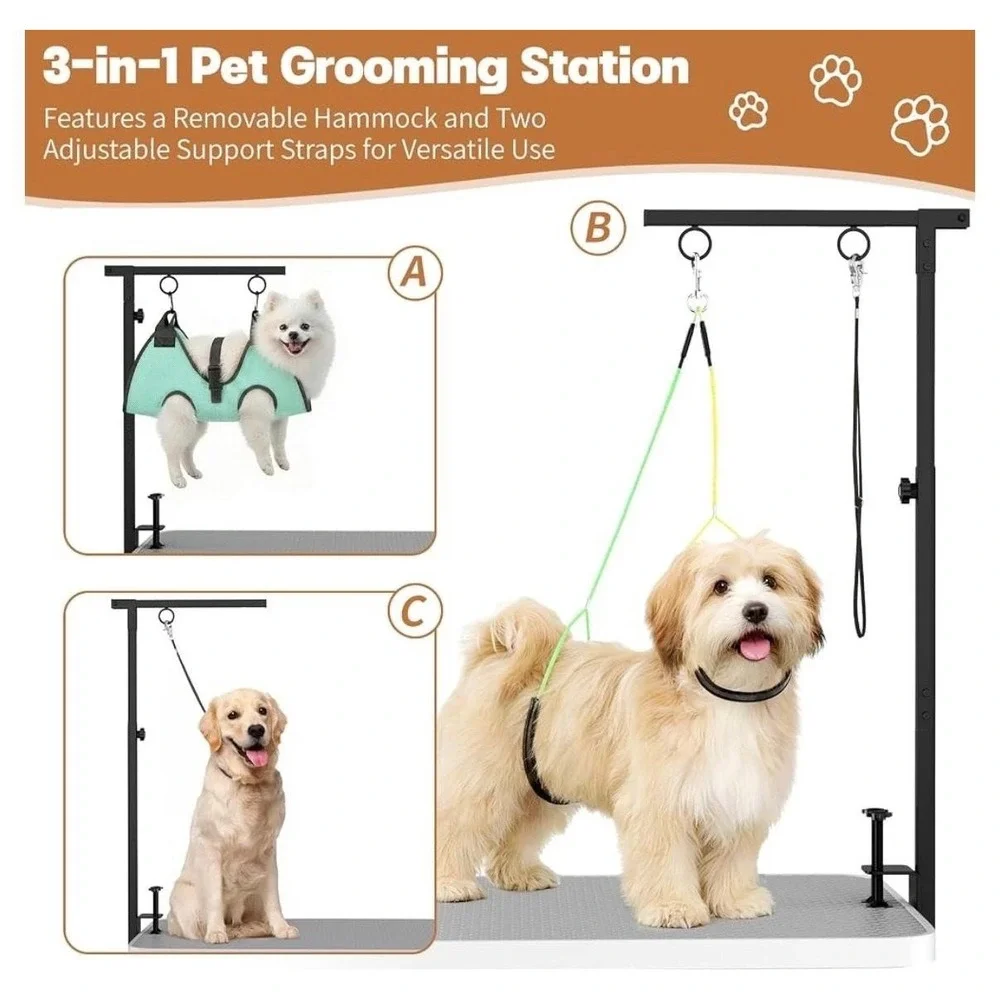 Dog Grooming Table Arm 31.5-43.3in 3-in-1 Adjustable Hammock Stand Small Dogs